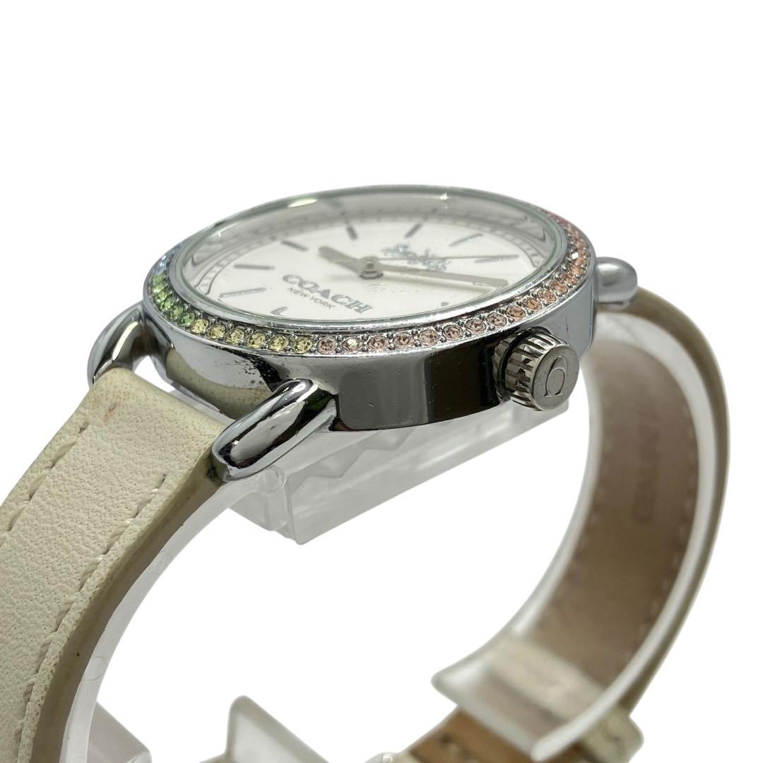COACH コーチ 腕時計 クォーツ 白文字盤　ラインストーン 時計　稼働品