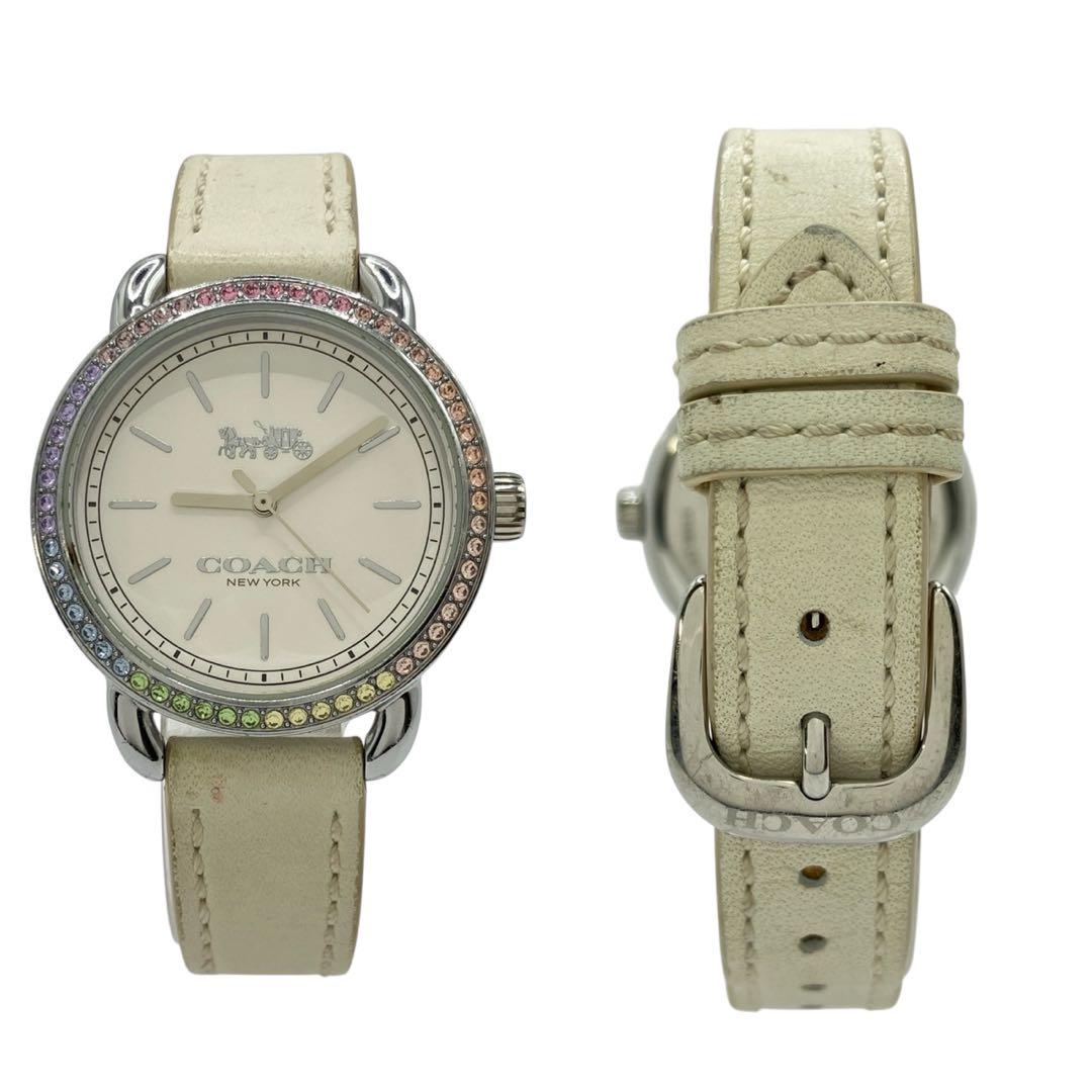 COACH コーチ 腕時計 クォーツ 白文字盤　ラインストーン 時計　稼働品