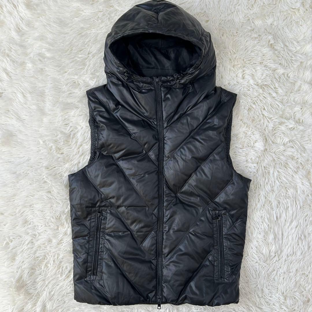 【極美品/M】エンポリオアルマーニ ダウンベスト フェザー フード付き 黒