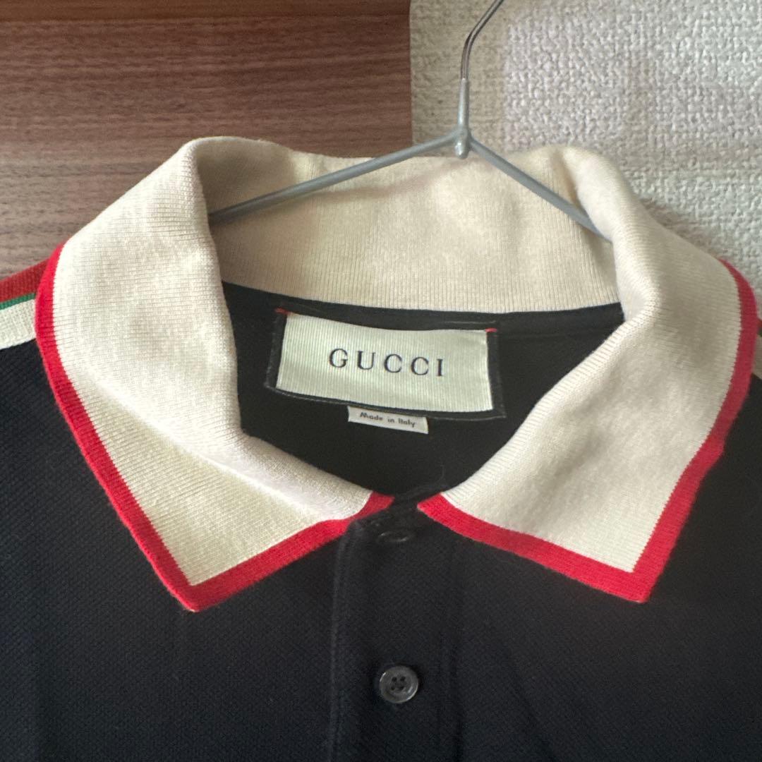 グッチ ストライプ コットン ポロシャツ S