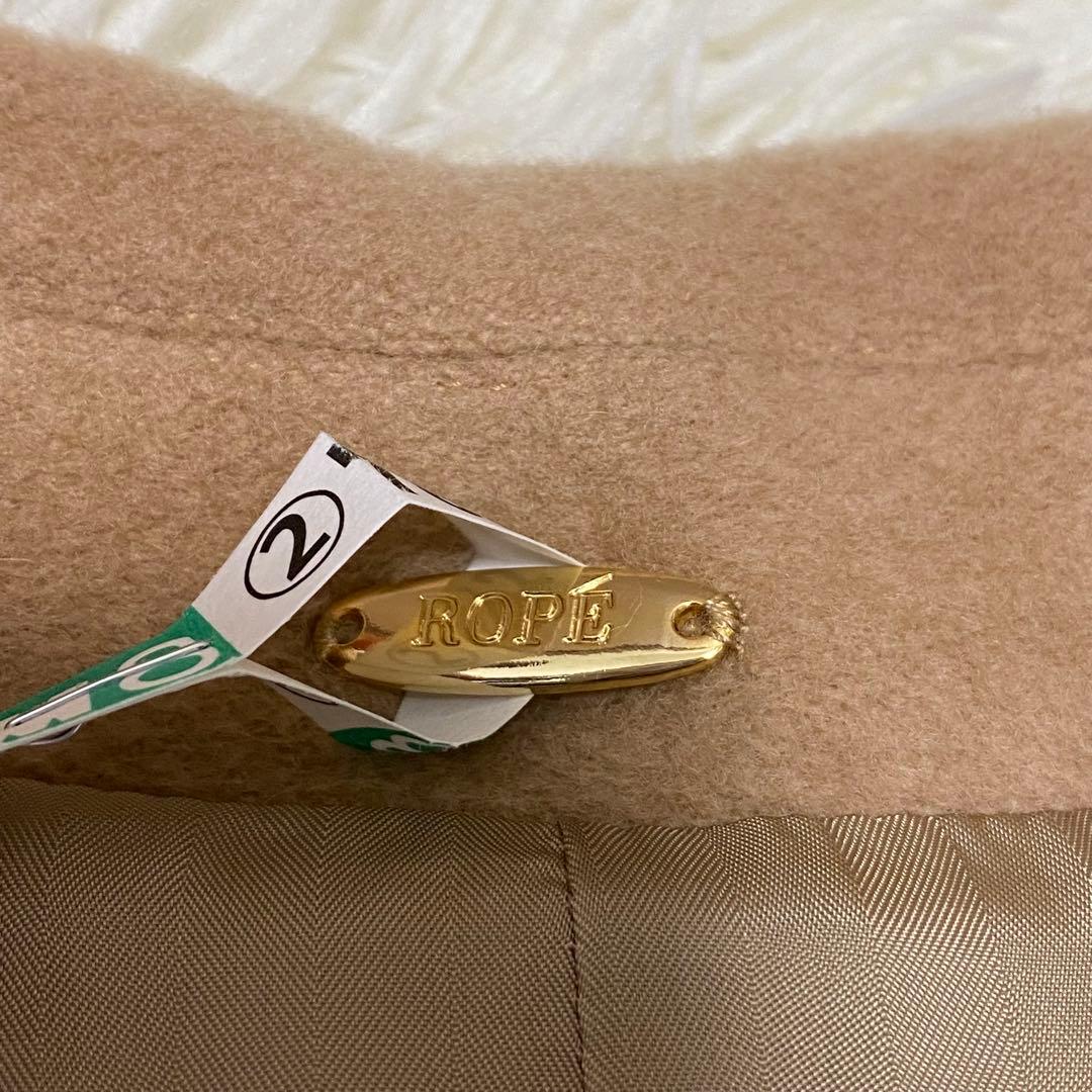 カシミヤ混 【ROPE】 ロングコート ビッグカラー 女優襟 キャメル 38