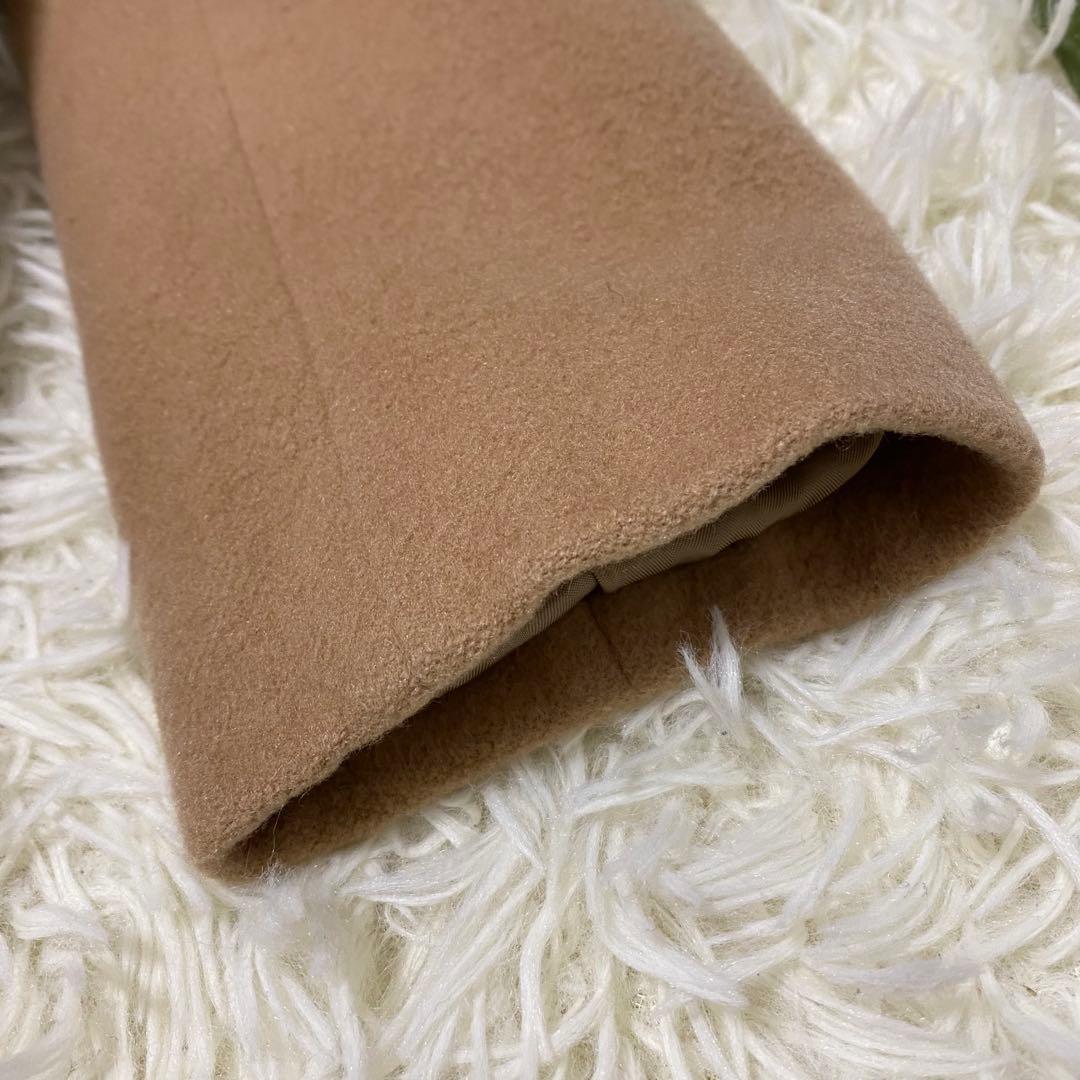 カシミヤ混 【ROPE】 ロングコート ビッグカラー 女優襟 キャメル 38