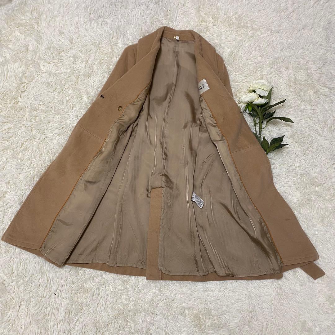 カシミヤ混 【ROPE】 ロングコート ビッグカラー 女優襟 キャメル 38