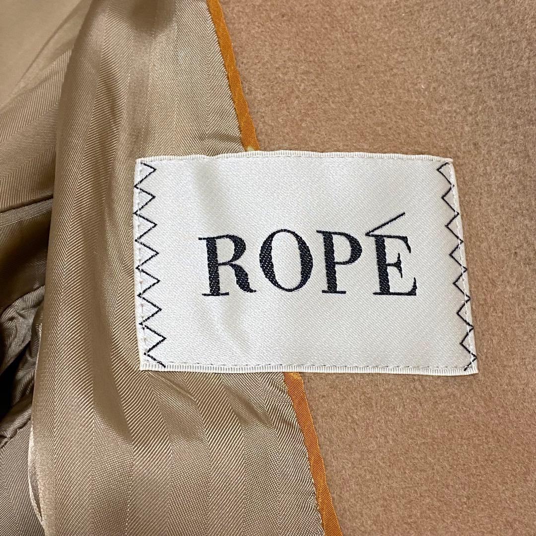 カシミヤ混 【ROPE】 ロングコート ビッグカラー 女優襟 キャメル 38
