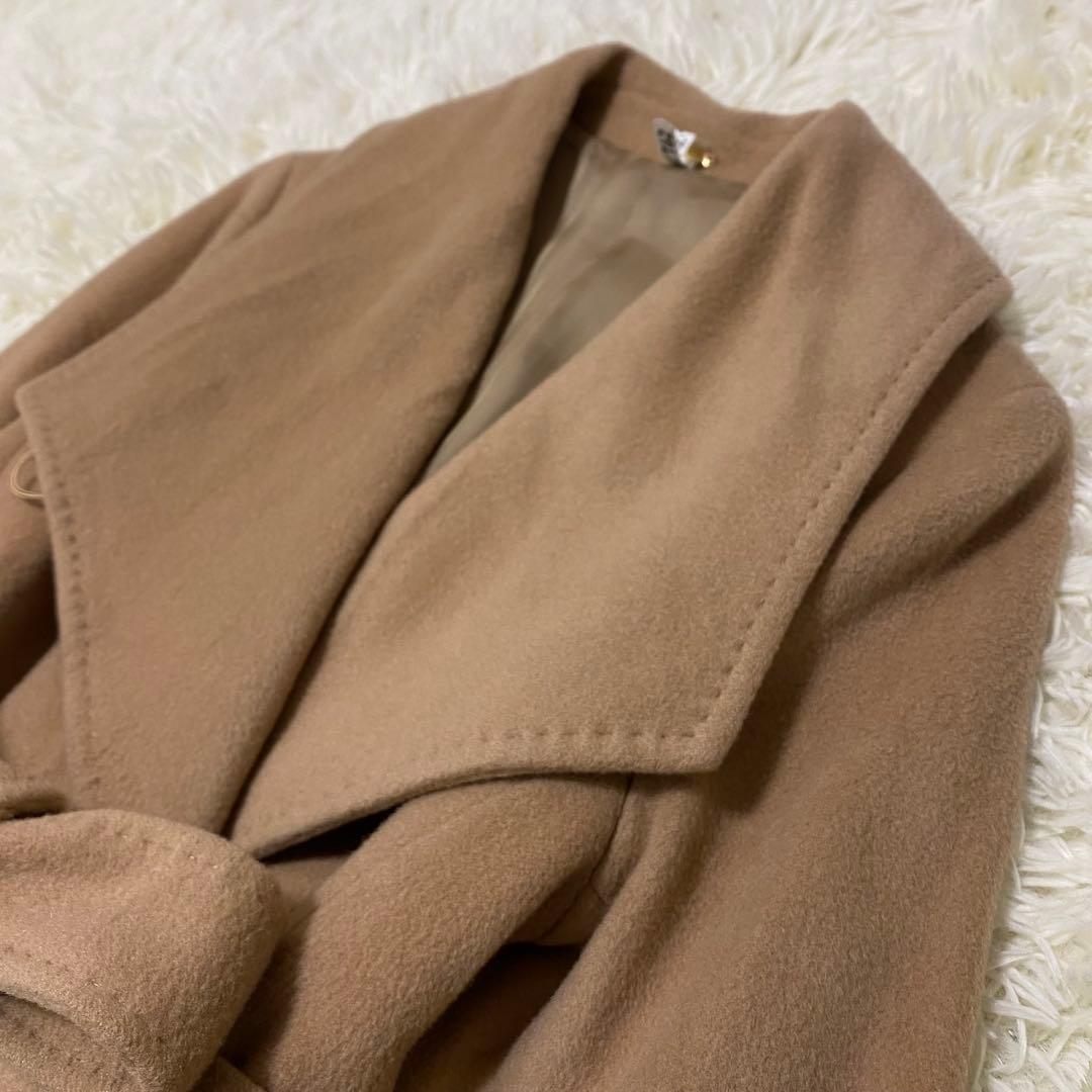 カシミヤ混 【ROPE】 ロングコート ビッグカラー 女優襟 キャメル 38