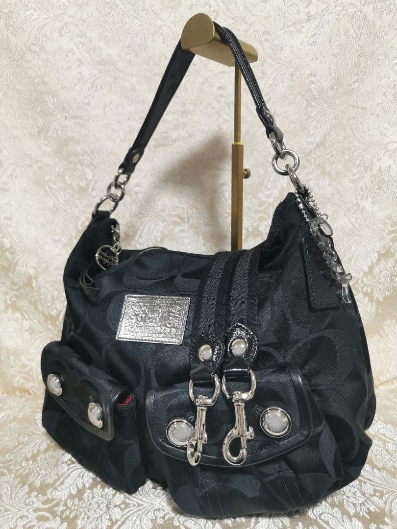 美品　COACH　ショルダーバッグ　poppy　2way　大容量　16495