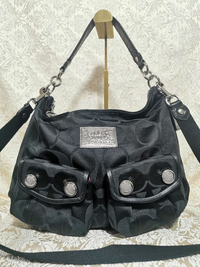 美品　COACH　ショルダーバッグ　poppy　2way　大容量　16495