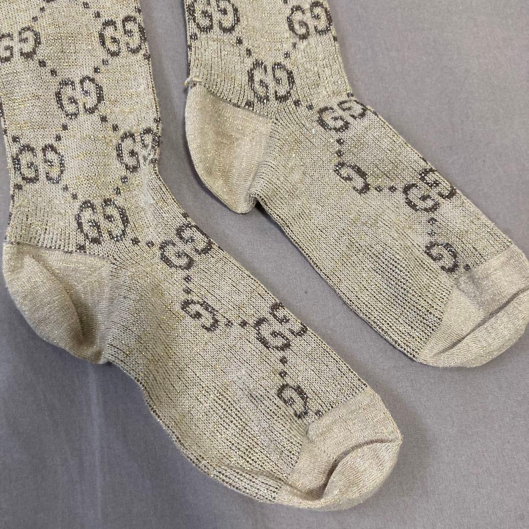 GUCCI グッチ　ソックス　靴下　ベージュ　レディース　GG柄