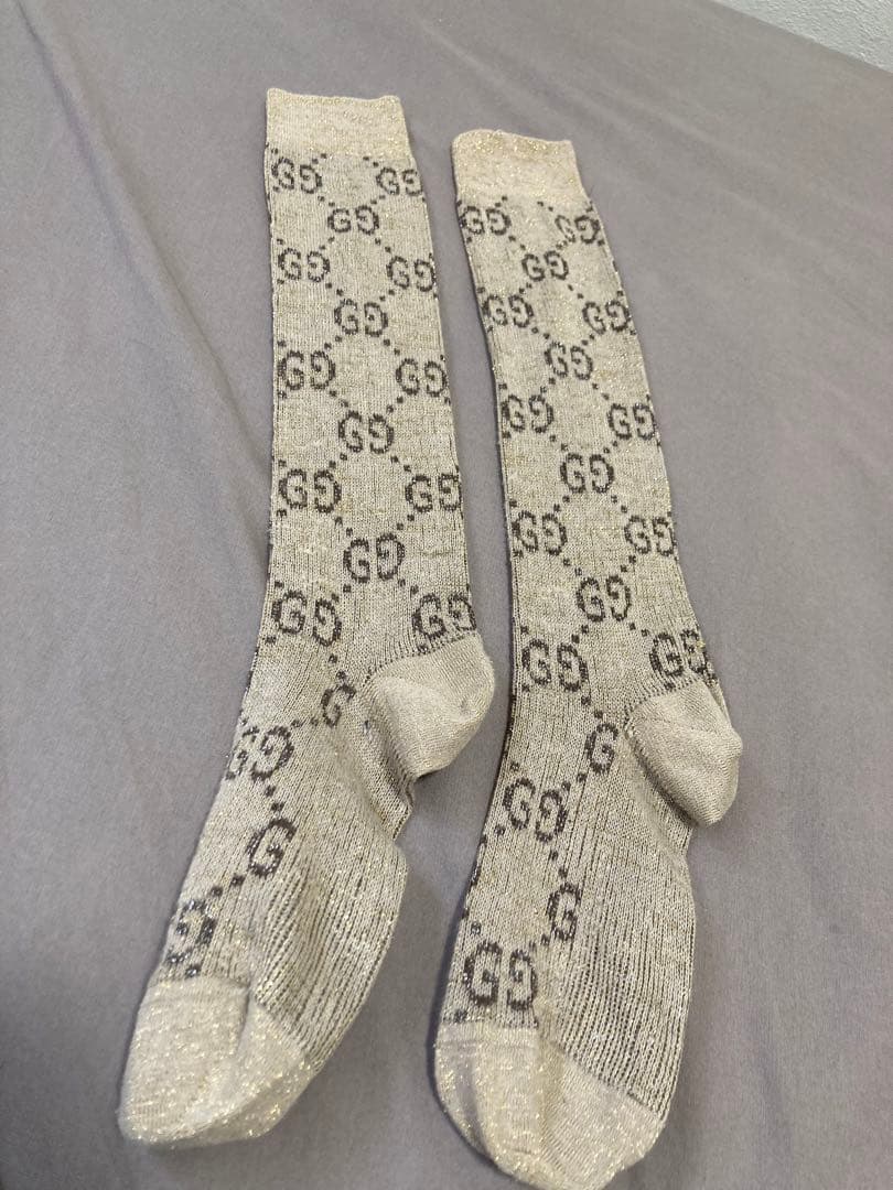 GUCCI グッチ　ソックス　靴下　ベージュ　レディース　GG柄