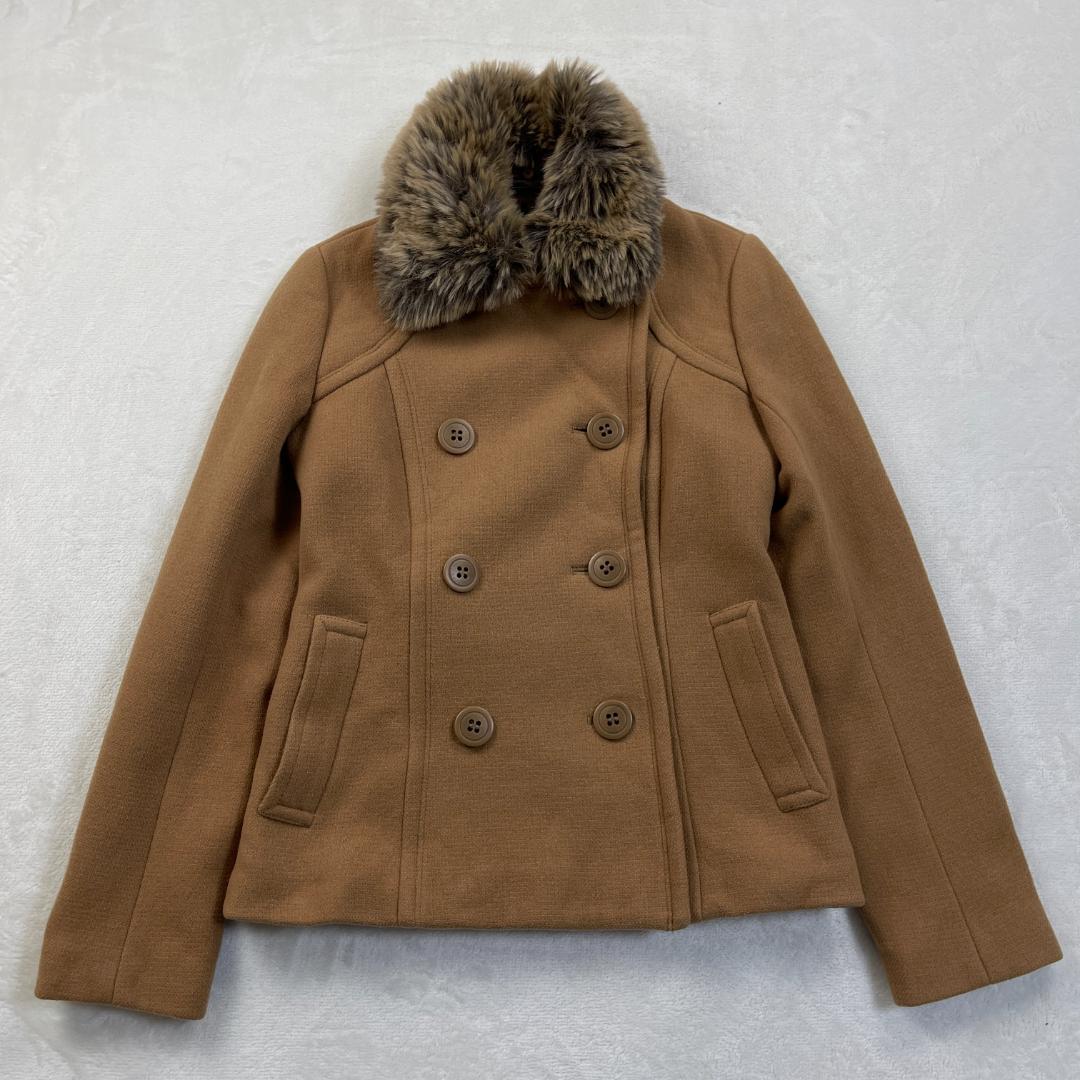 BURBERRY BLUE LABEL　襟ファー付きピーコート　キャメル