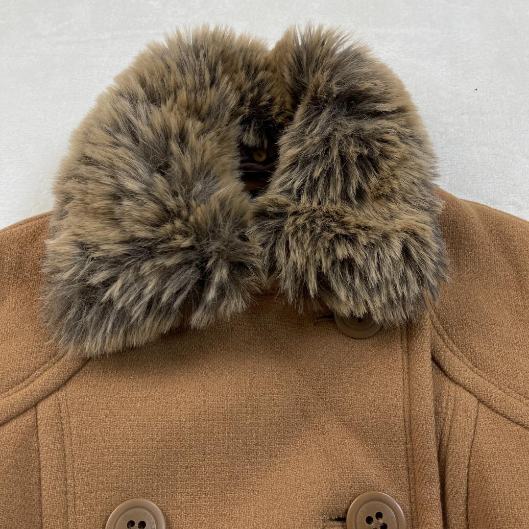 BURBERRY BLUE LABEL　襟ファー付きピーコート　キャメル