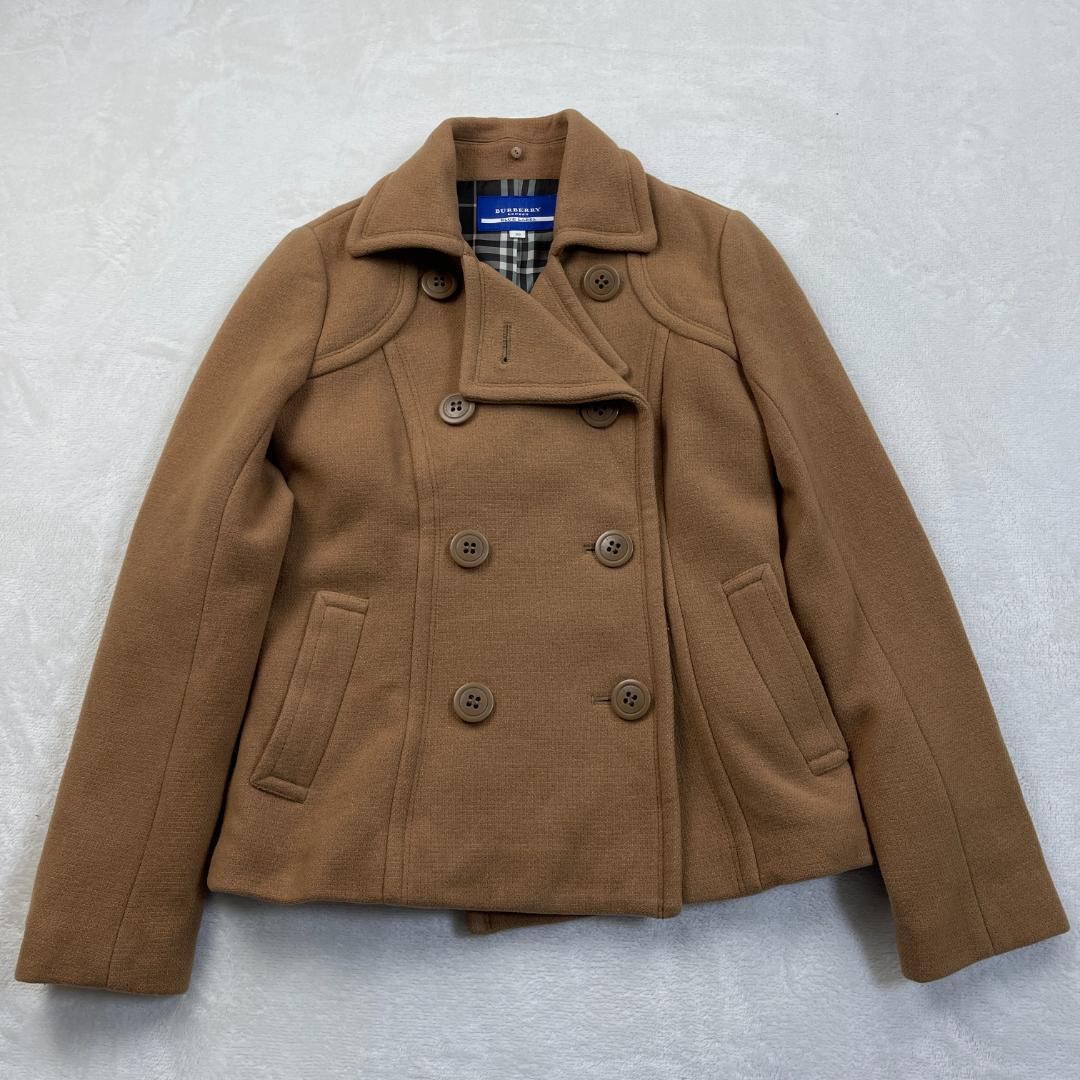 BURBERRY BLUE LABEL　襟ファー付きピーコート　キャメル