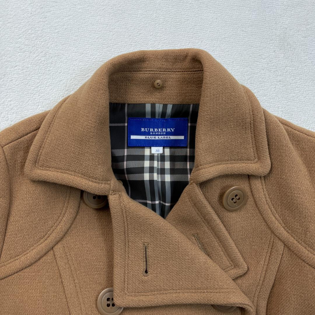 BURBERRY BLUE LABEL　襟ファー付きピーコート　キャメル