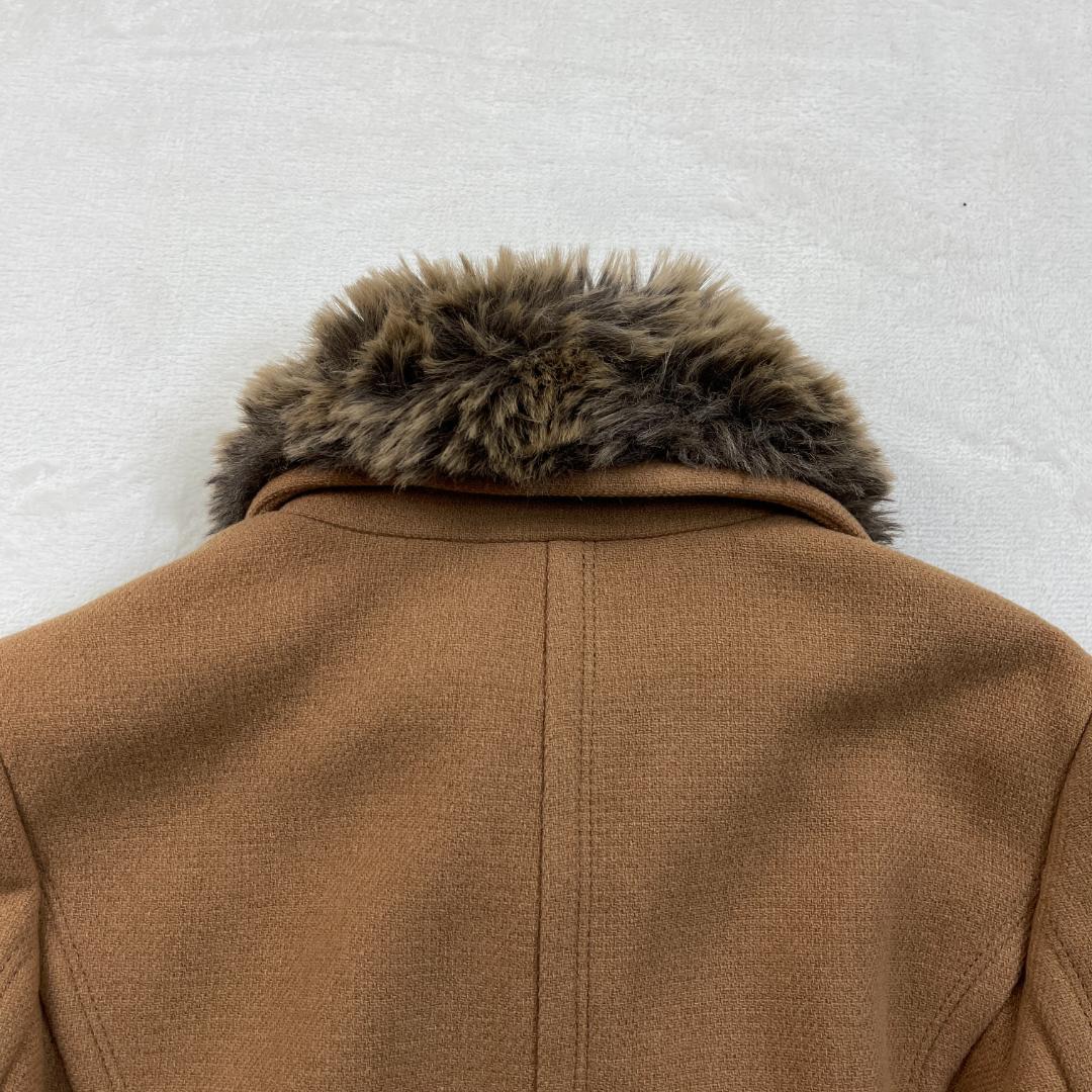 BURBERRY BLUE LABEL　襟ファー付きピーコート　キャメル