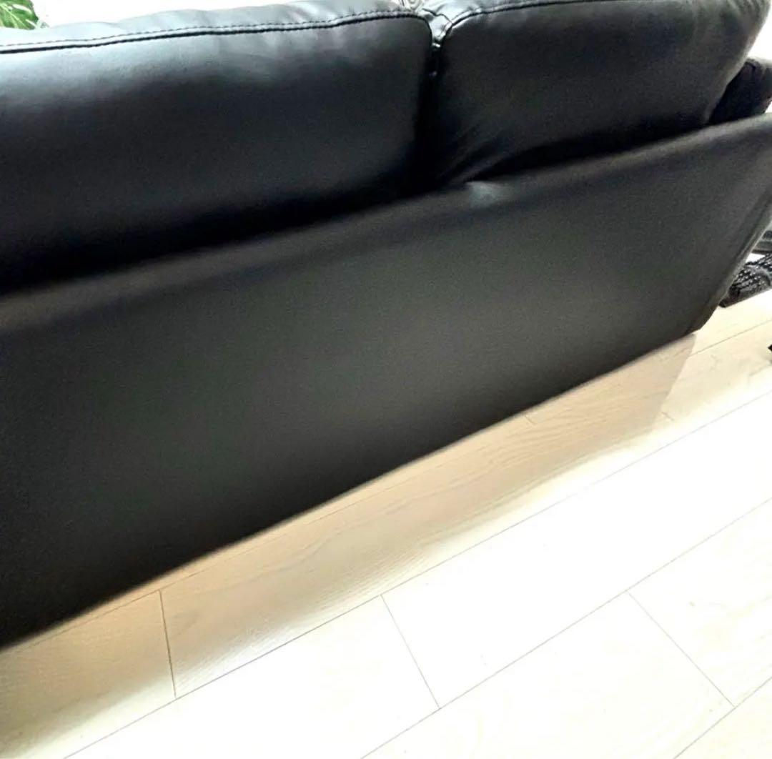 ソファ 2人掛け 2.5人掛け ローソファ 合成皮革 コンパクト ブラック