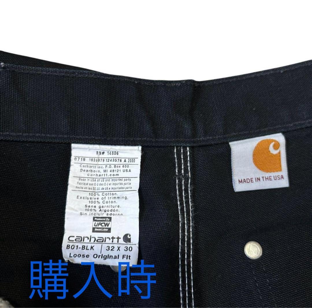 【美品】カーハート ダブルニー ダック ペインターパンツ BLK 32*30