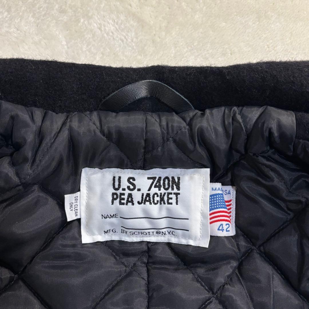【美品】Schott Pコート 740N アメリカ製 キルティング 42 黒