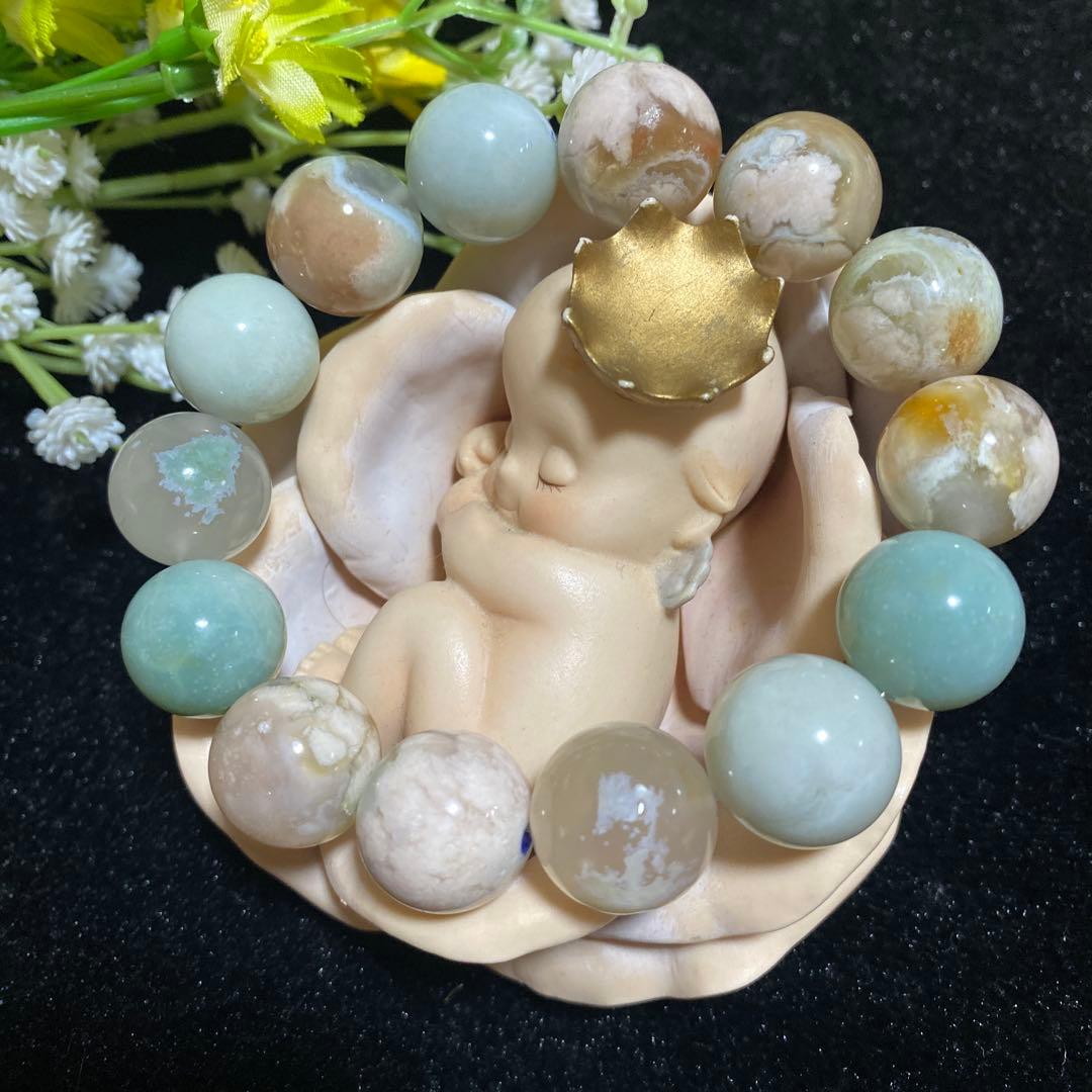 グリーン桜瑪瑙 ブレスレット16mmから16.6mm ❸