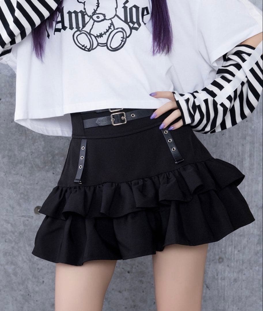 Amilige コルセット風 フリルスカート