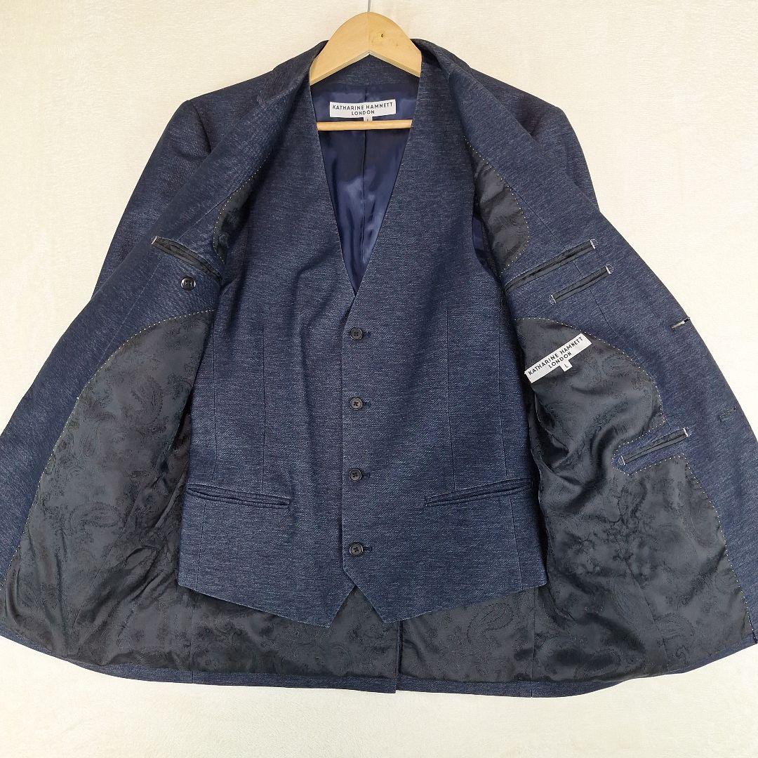 キャサリンハムネット　デニムストレッチ　スーツスリーピース　L　パンツM