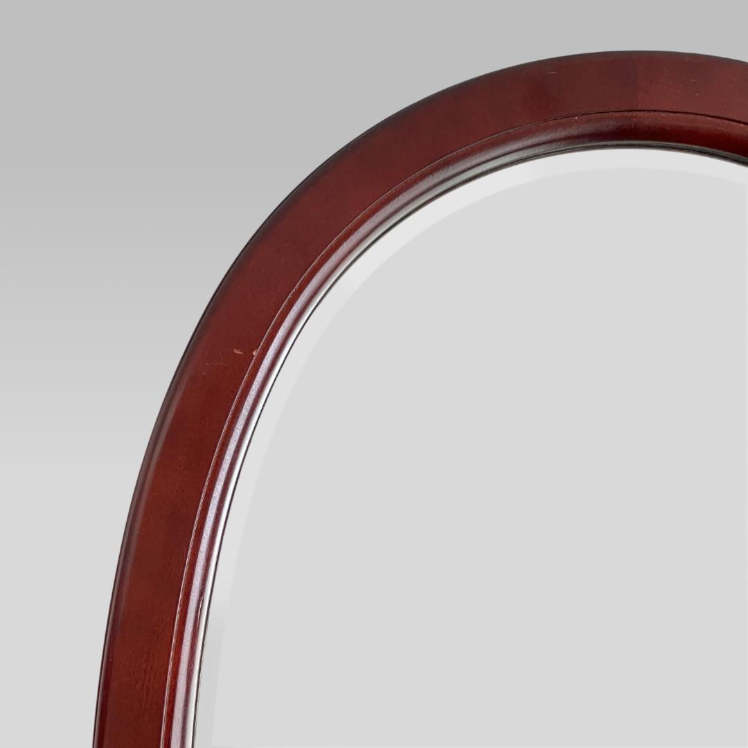 80s オールド【カリモク】木枠 オーバル型 ヴィンテージ ウォールミラー 鏡