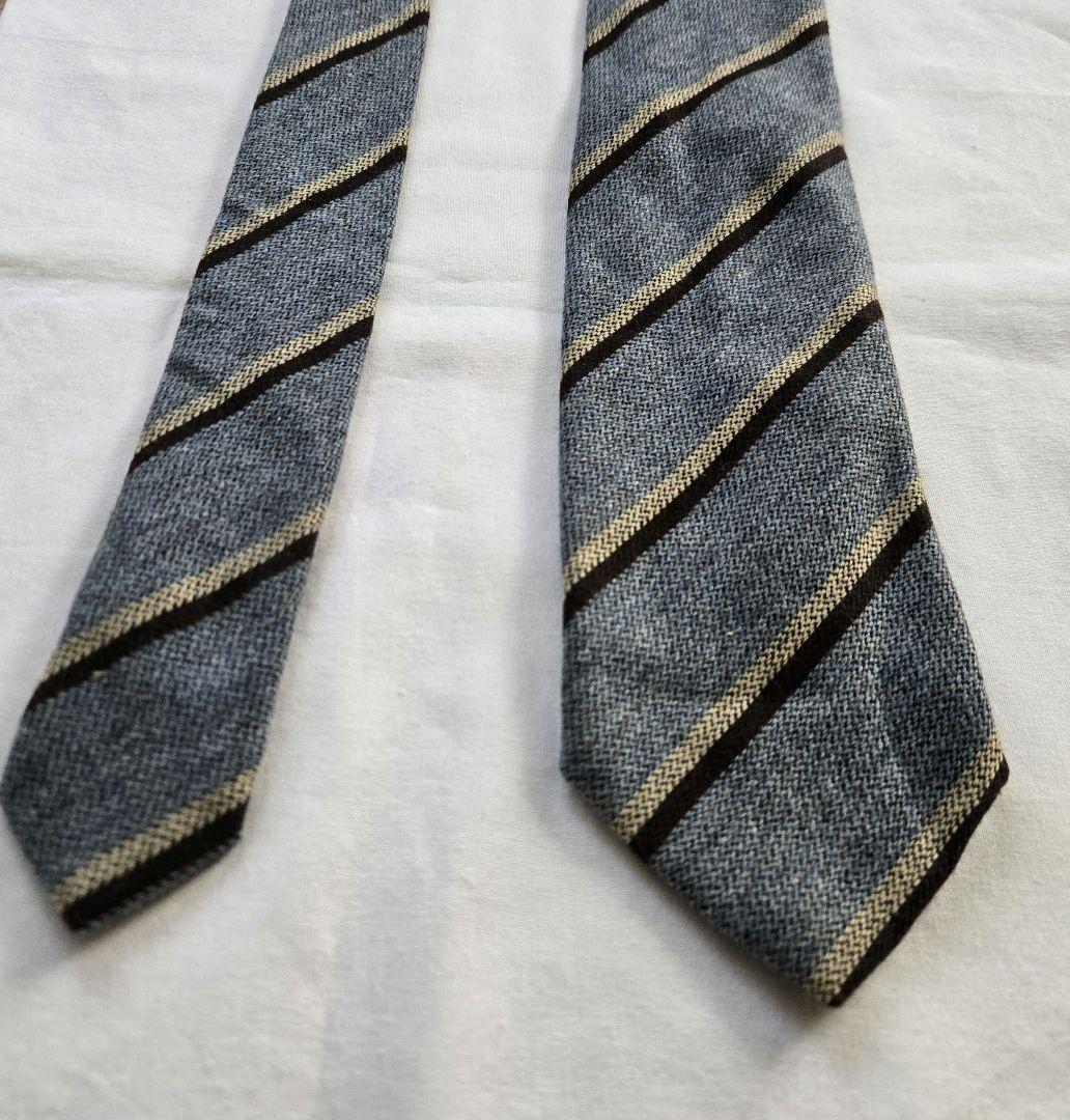 美品　TIE YOUR TIE カシミア100% ストライプ　グレー　ネクタイ