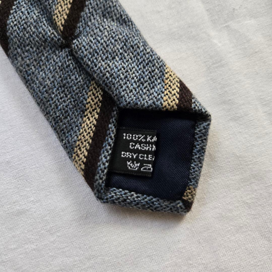 美品　TIE YOUR TIE カシミア100% ストライプ　グレー　ネクタイ