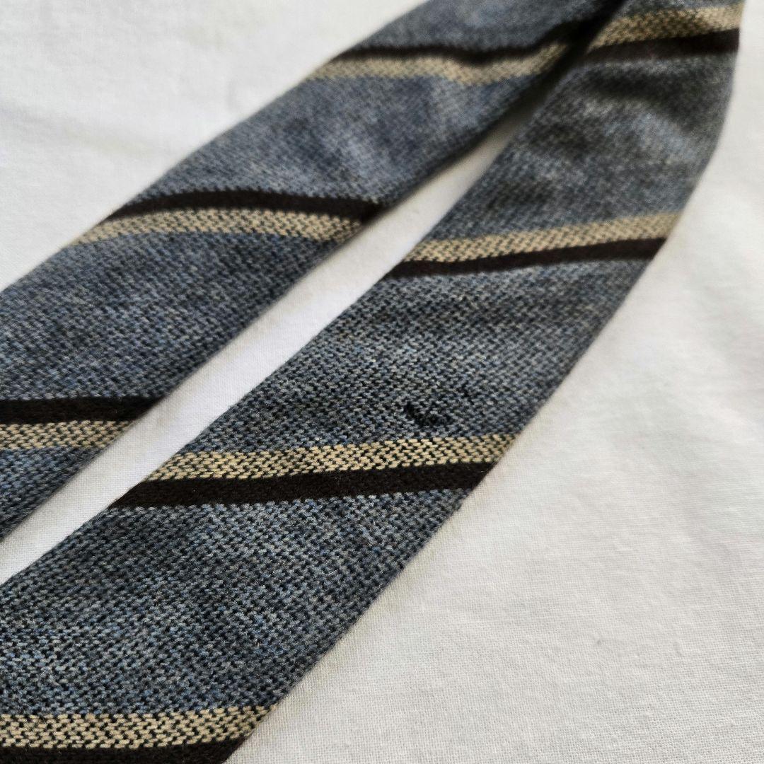 美品　TIE YOUR TIE カシミア100% ストライプ　グレー　ネクタイ