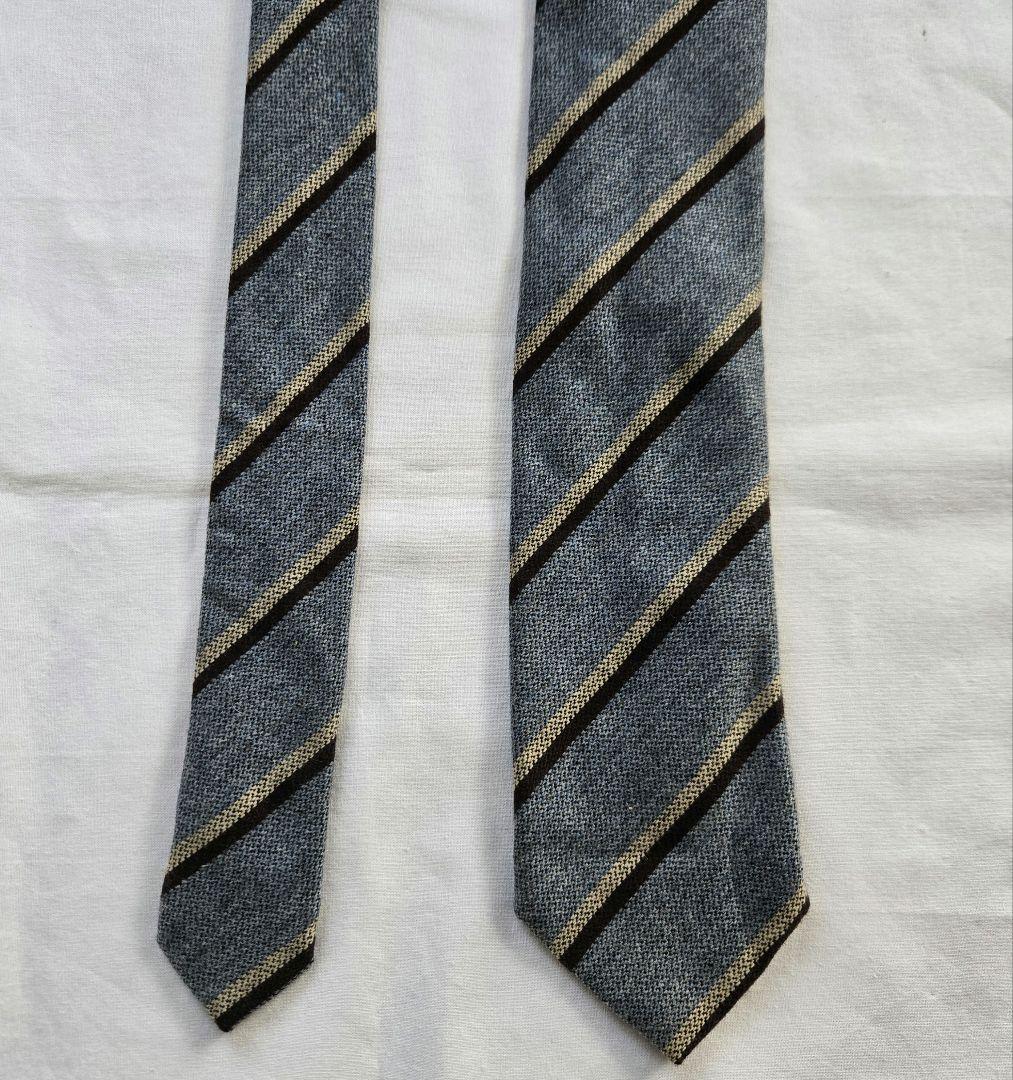 美品　TIE YOUR TIE カシミア100% ストライプ　グレー　ネクタイ
