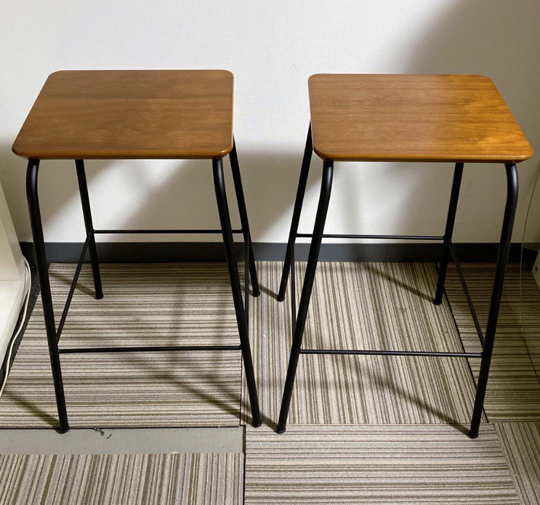 NITORI ウォールナット カウンターチェア ２脚セット サイドテーブル