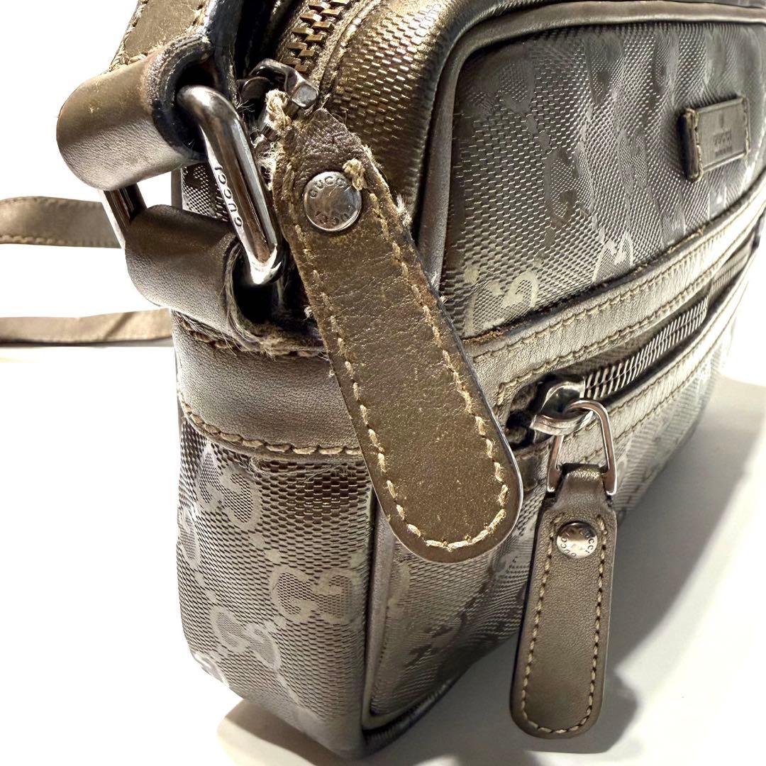 GUCCI グッチ ショルダーバッグ GGインプリメ PVC レザー ブラウン