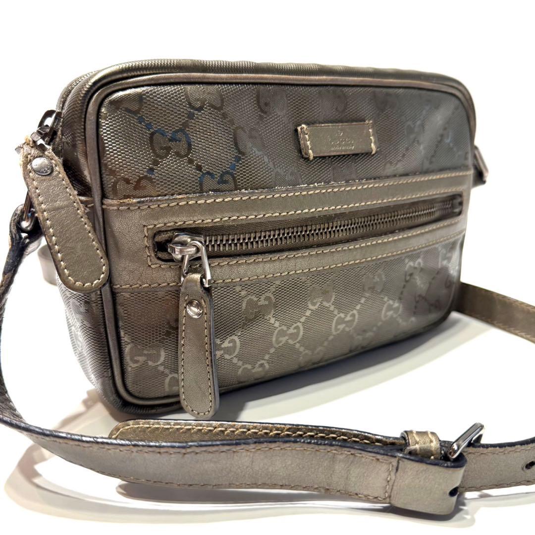 GUCCI グッチ ショルダーバッグ GGインプリメ PVC レザー ブラウン