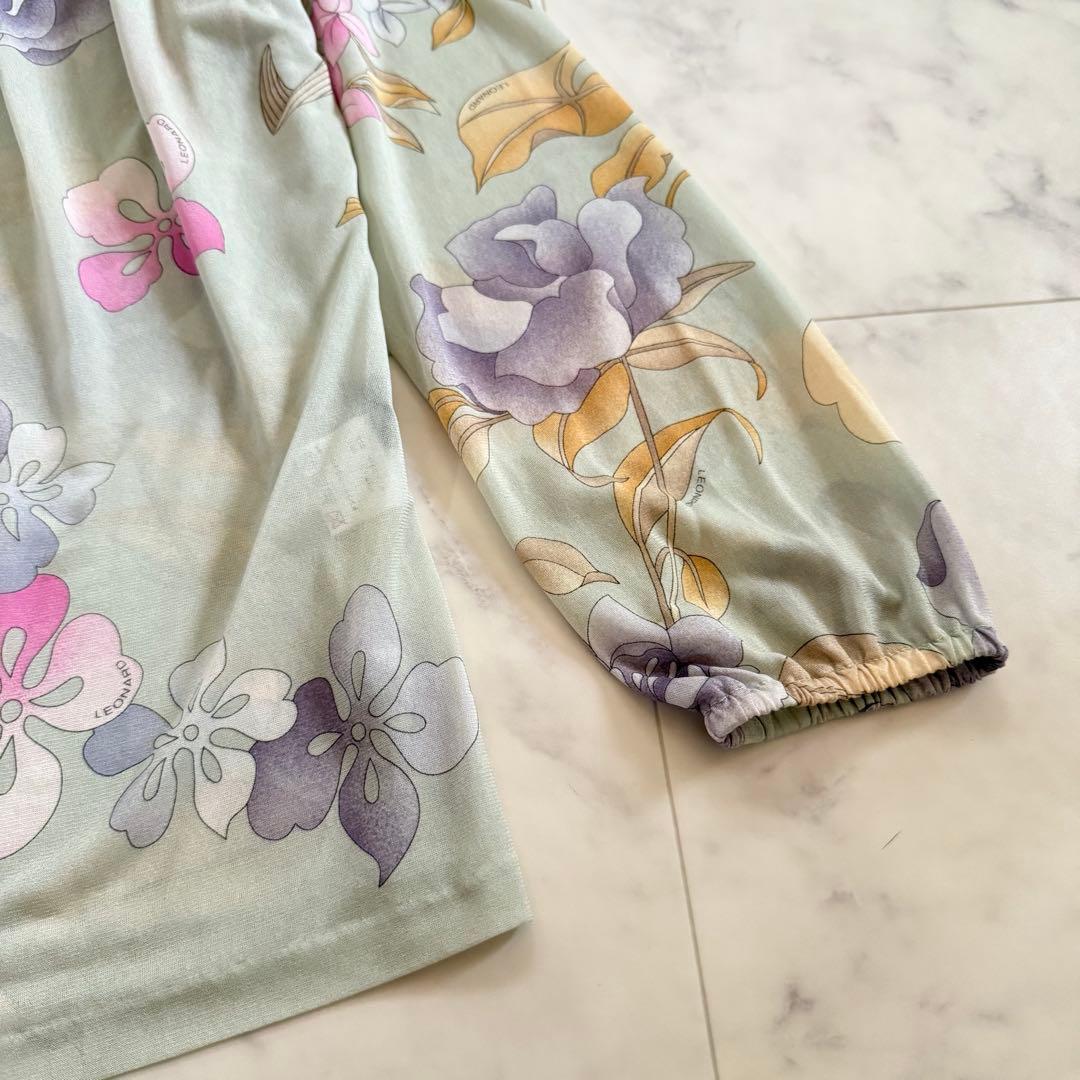 レオナール★最高級カンカン チュニック トップス 花柄 リボン XL相当