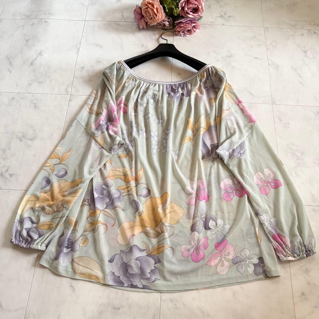 レオナール★最高級カンカン チュニック トップス 花柄 リボン XL相当