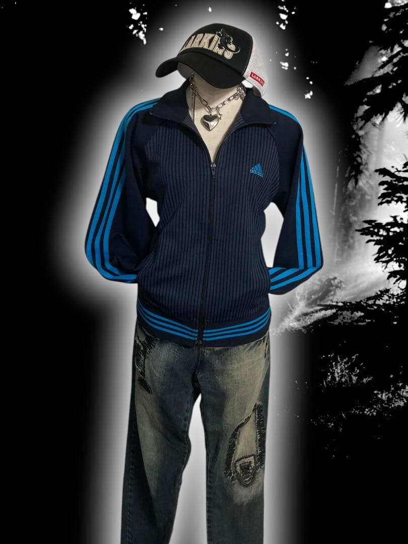 レアadidas3本線ストライプトラックジャケ平成ギャルy2kフェアリーグランジ