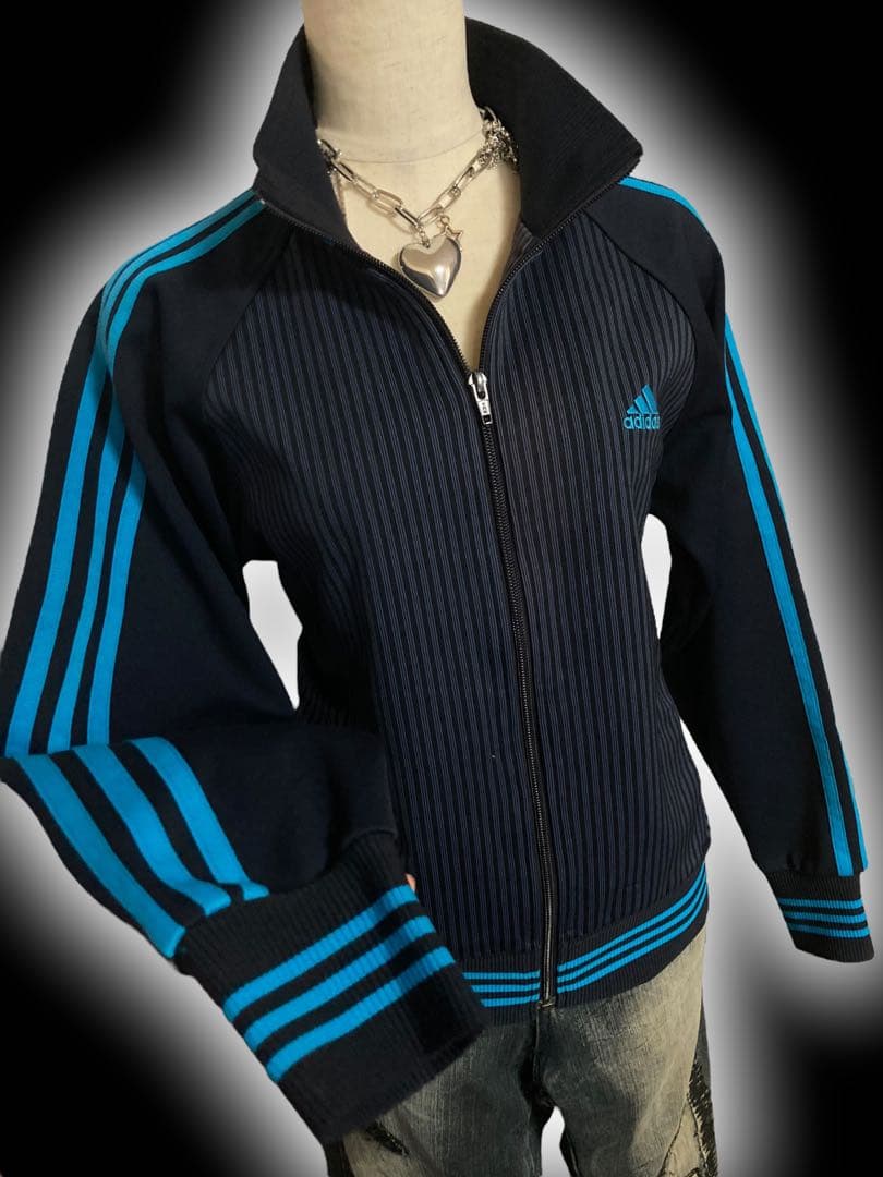 レアadidas3本線ストライプトラックジャケ平成ギャルy2kフェアリーグランジ