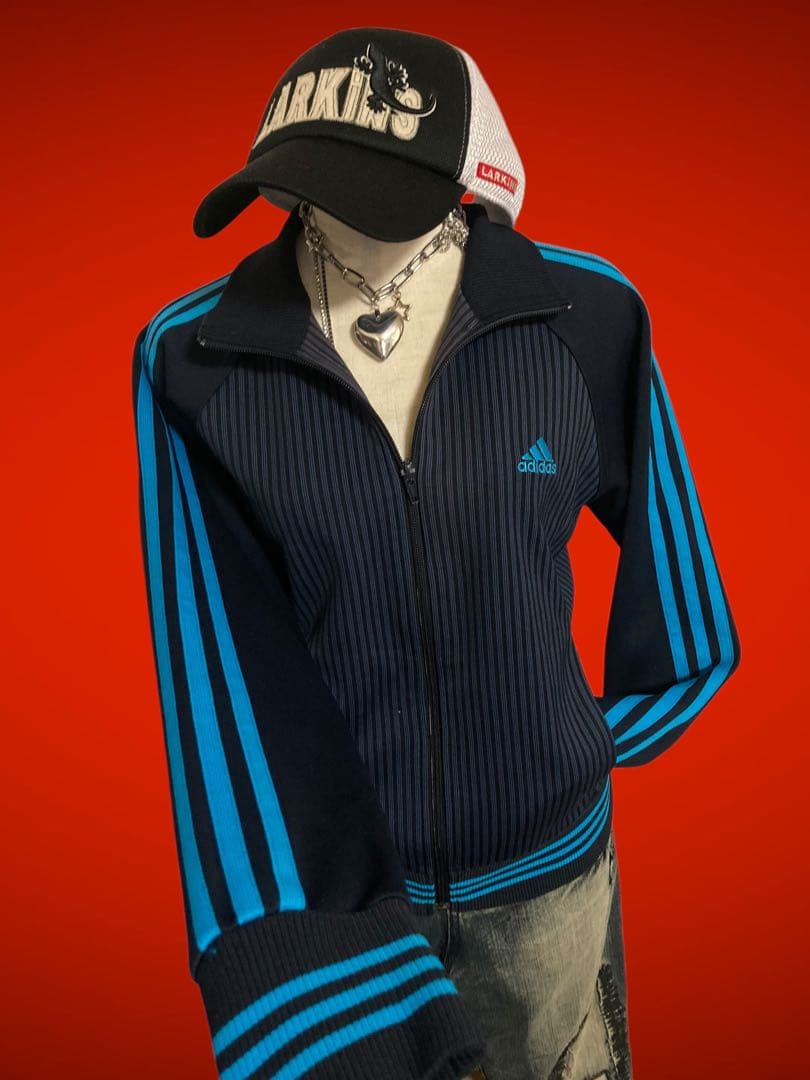 レアadidas3本線ストライプトラックジャケ平成ギャルy2kフェアリーグランジ
