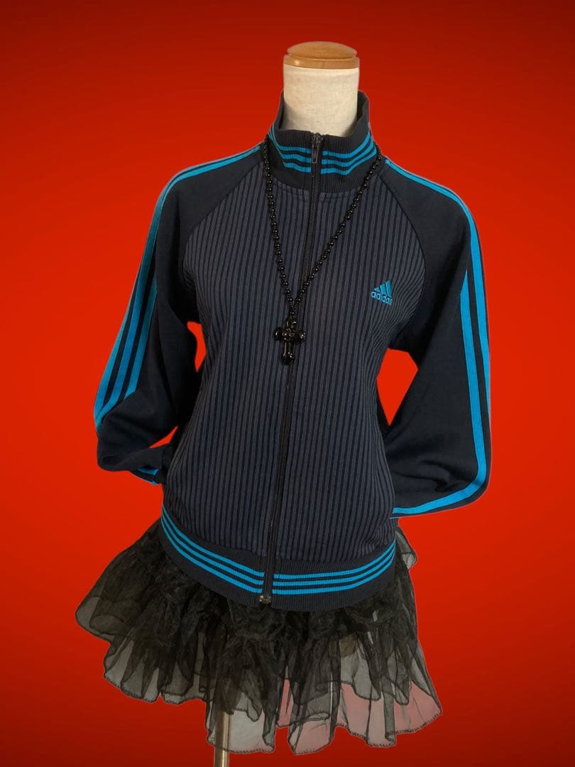 レアadidas3本線ストライプトラックジャケ平成ギャルy2kフェアリーグランジ