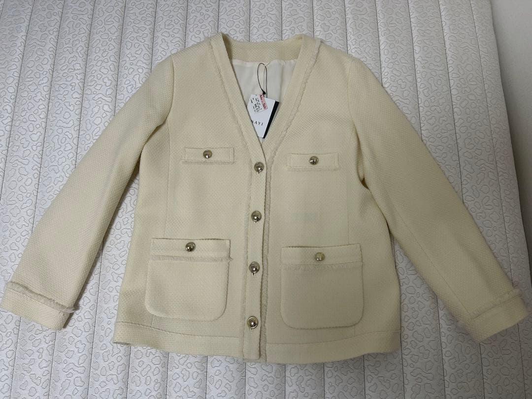 【未使用】ANAYI ウールプリペラVネックロングジャケット 38サイズ