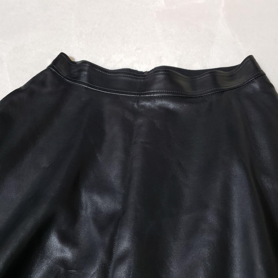 FOXEY NEW YORK ブラック フレアスカート　レザースカート　Aライン