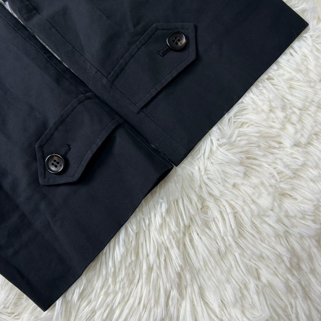 【極美品/LL】バーバリーロンドン ステンカラーコート ウールライナー付き 黒