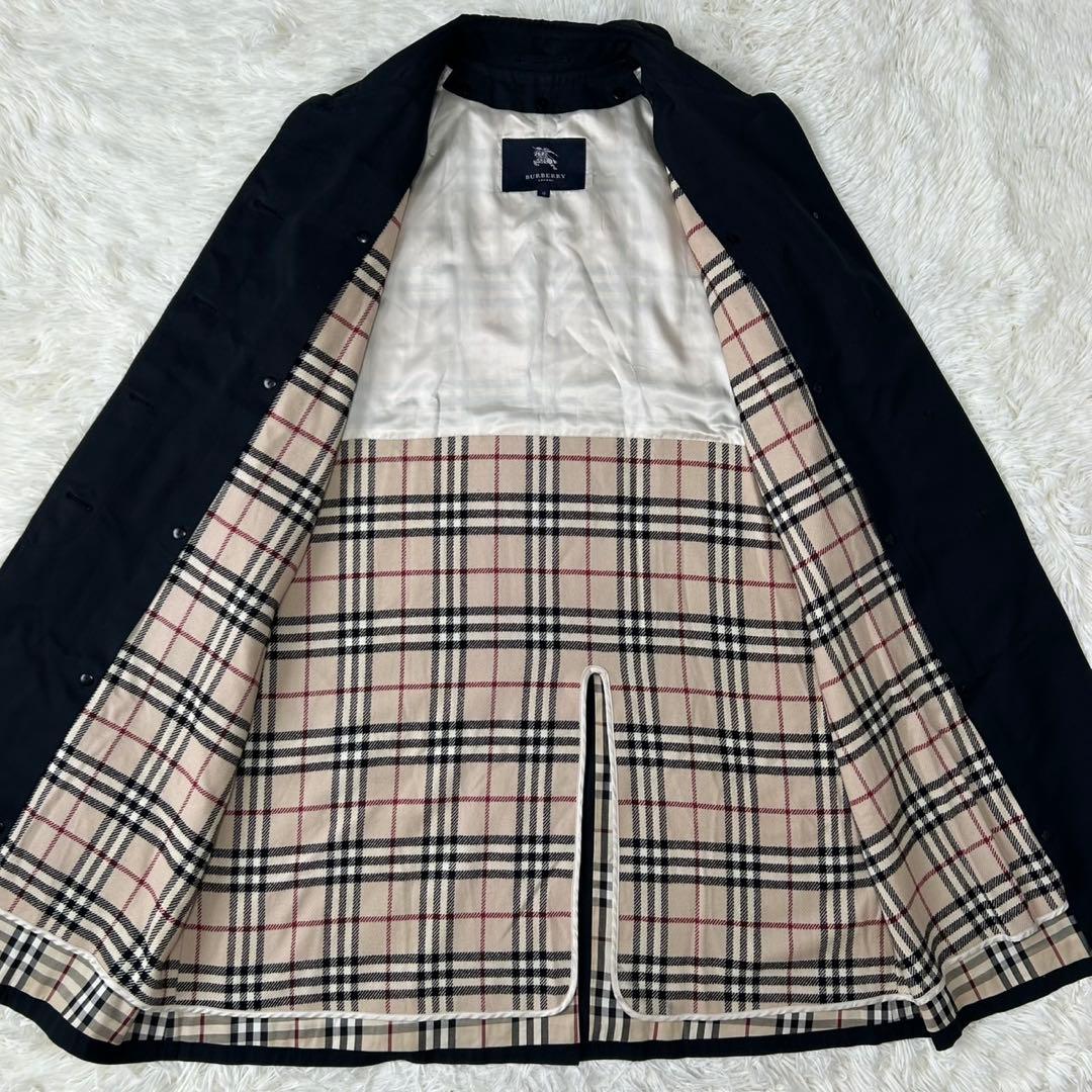 【極美品/LL】バーバリーロンドン ステンカラーコート ウールライナー付き 黒