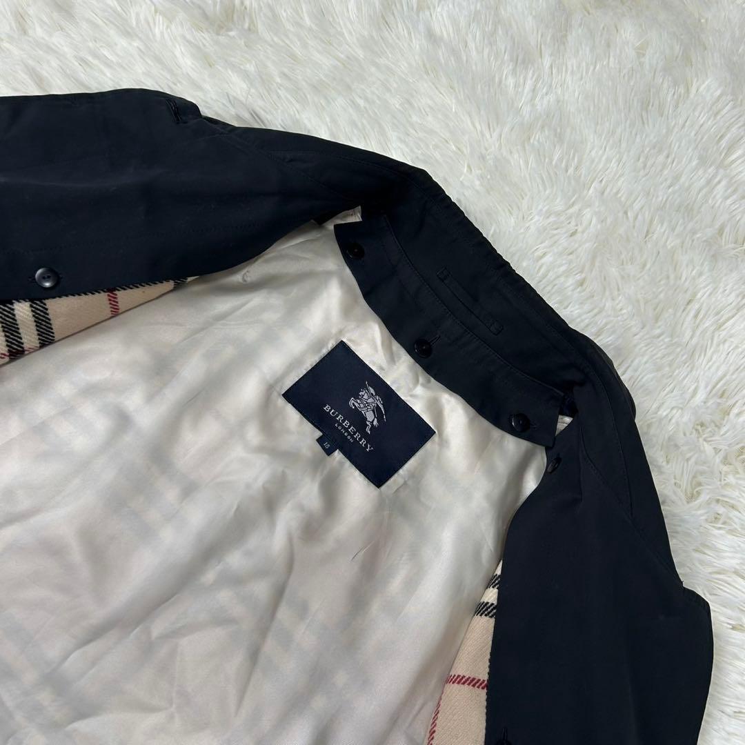 【極美品/LL】バーバリーロンドン ステンカラーコート ウールライナー付き 黒