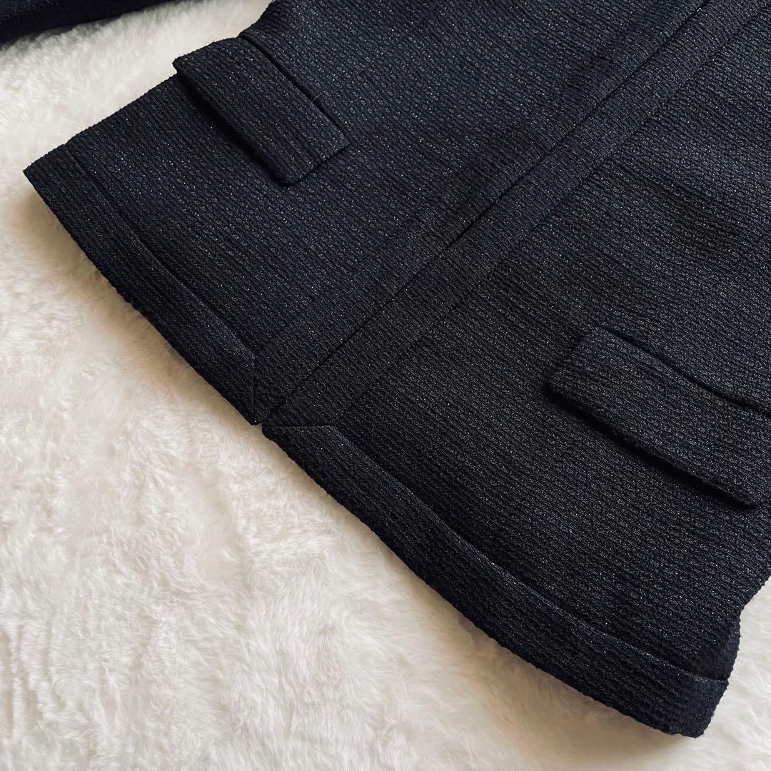 極美品✨ユナイテッドアローズ　セットアップ　ノーカラー　ツイード　紺　L