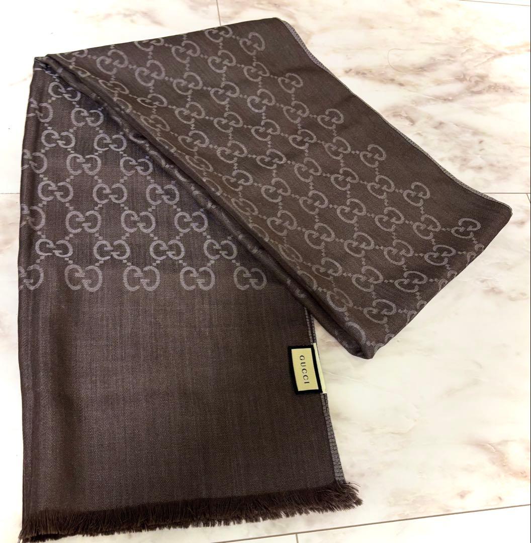 グッチGUCCI ストール ショール マフラー スカーフ ブラウンGG柄
