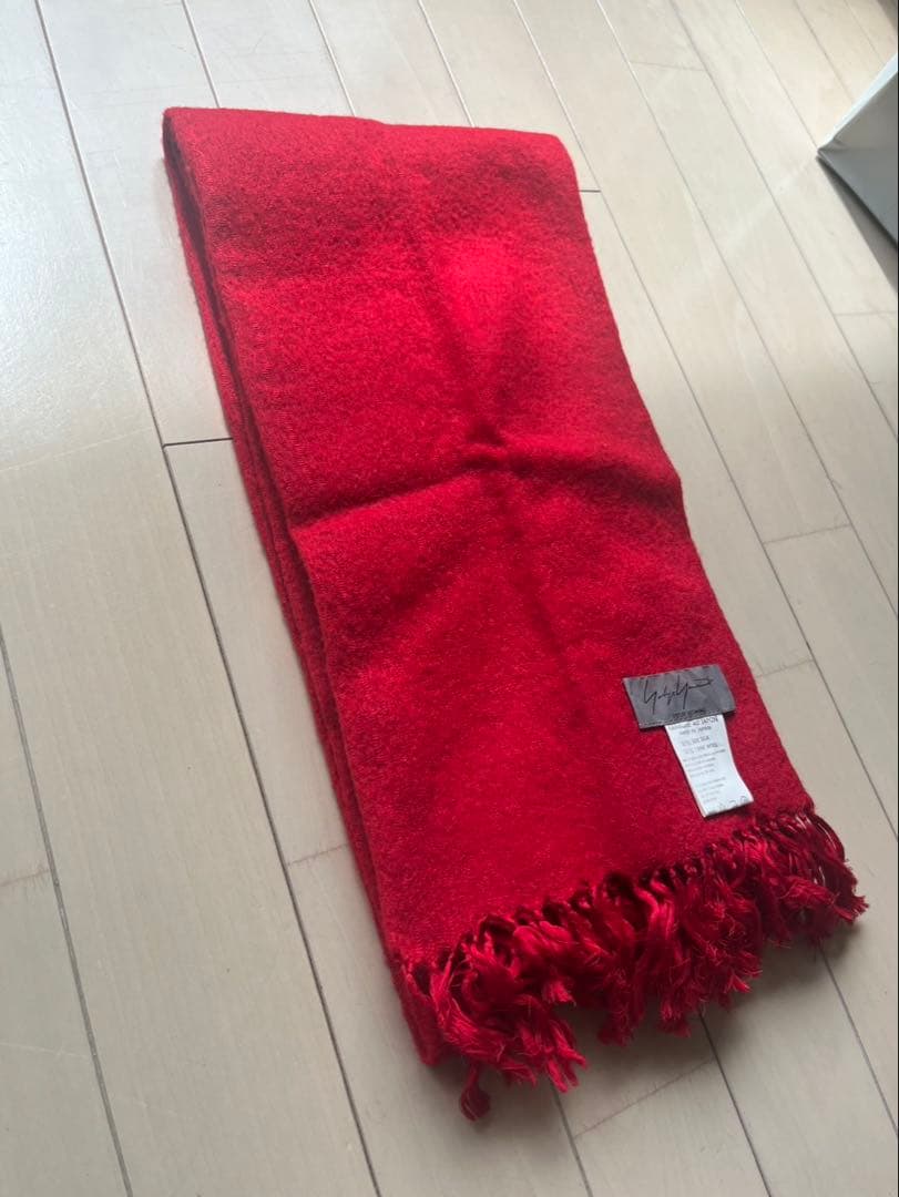 Yohji Yamamoto 赤 マフラー フリンジ付き