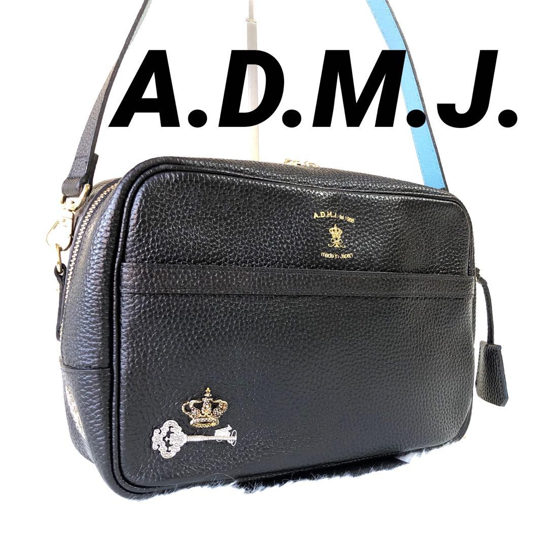 希少 A.D.M.J. ショルダーバッグ カメラバッグ スクエア シボ革