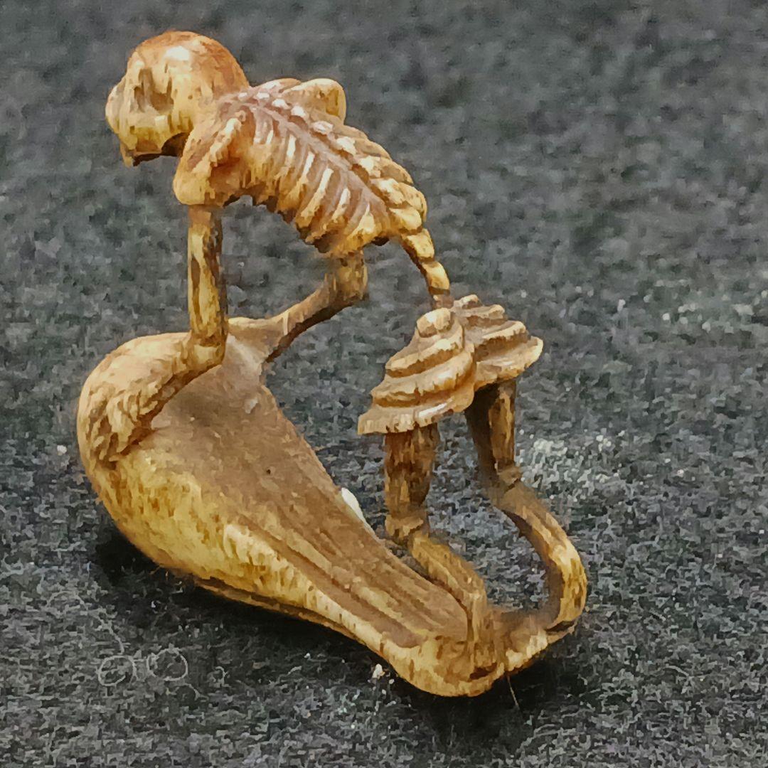 X115-7 江戸期 魂骸骨根付 ガイコツ 根付 提物　ひ