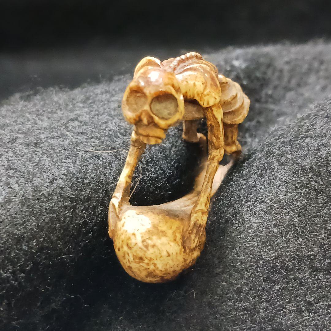 X115-7 江戸期 魂骸骨根付 ガイコツ 根付 提物　ひ