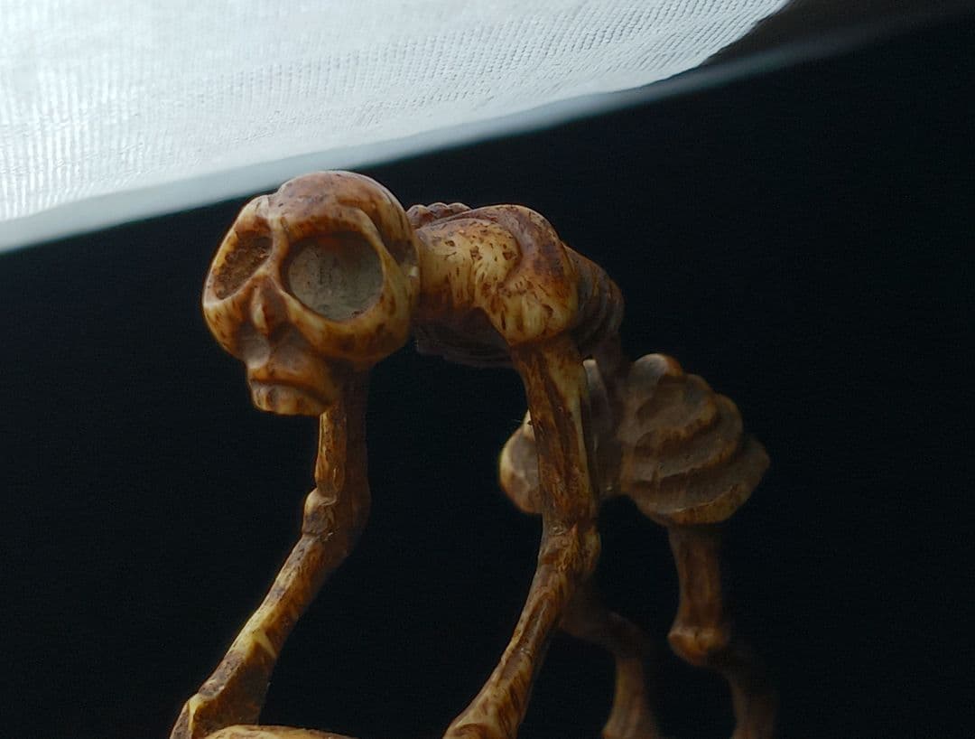 X115-7 江戸期 魂骸骨根付 ガイコツ 根付 提物　ひ